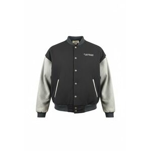 CANTON Varsity Jacket Mens XL Black Gray Las Vegas Made USA Cotton